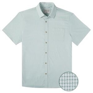 Poncho Men's Short Sleeve The Green Monster Button Down Shirt White Green Medium